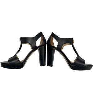 Michael Kors Berkley T-Strap Platform Leather Sandals Shoes Size 6 1/2M US